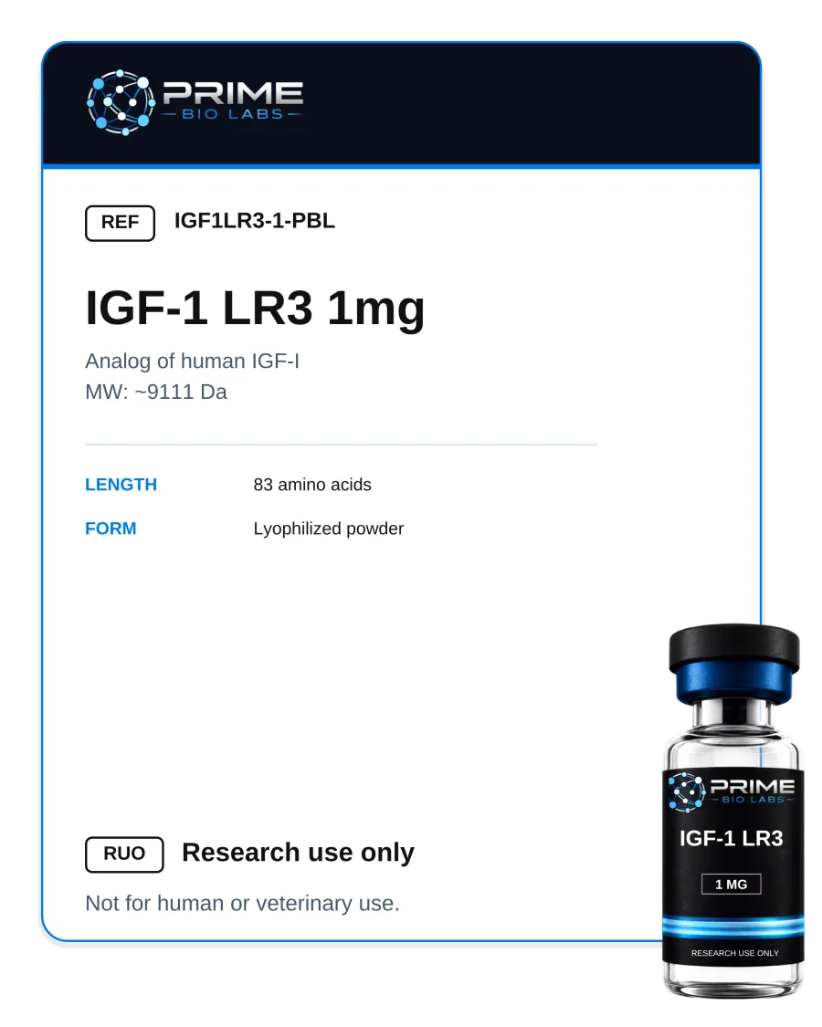 IGF-1 LR3 (1 mg) — research compound, ≥98% purity by HPLC-UV