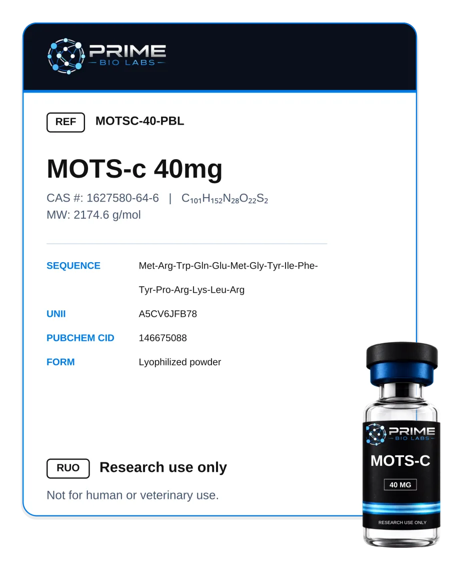 MOTS-c (40 mg) — research-grade vial